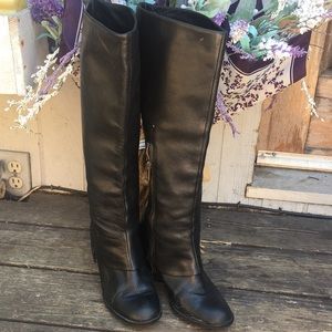 STEVEN By Steve Madden P-Wonder Black Leather Knee High  Boots 6.5 M Pre-Owned